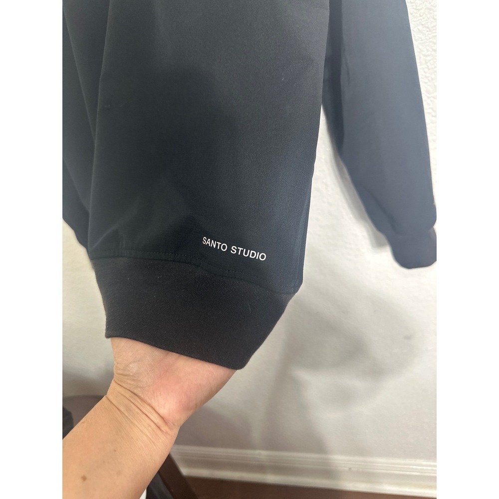 Santo Studio Mens Black Full Zip Hoodie Technical Lightweight Jacket Large - Picture 9 of 13